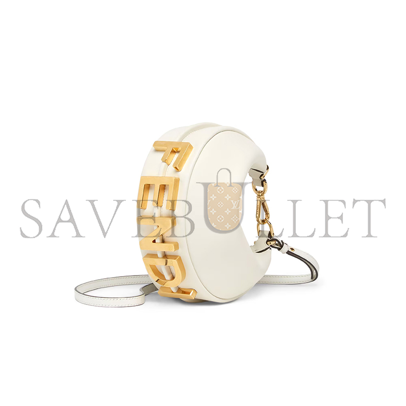 F**di F**digraphy mini white leather mini bag 8bs081a5dyf1hel (20*13*7.5cm)
